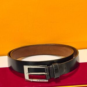 Fendi Black Leather Belt with Silver Buckle